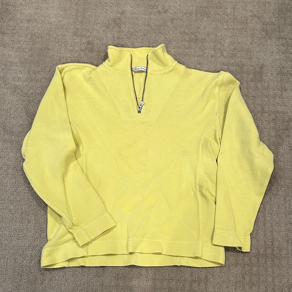 Tommy Bahama Yellow Cotton Half-Zip Pullover